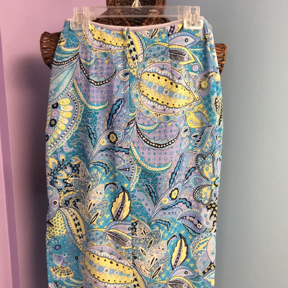 Funky VINTAGE 90s Colorful Blue PAISLEY Maxi Skirt